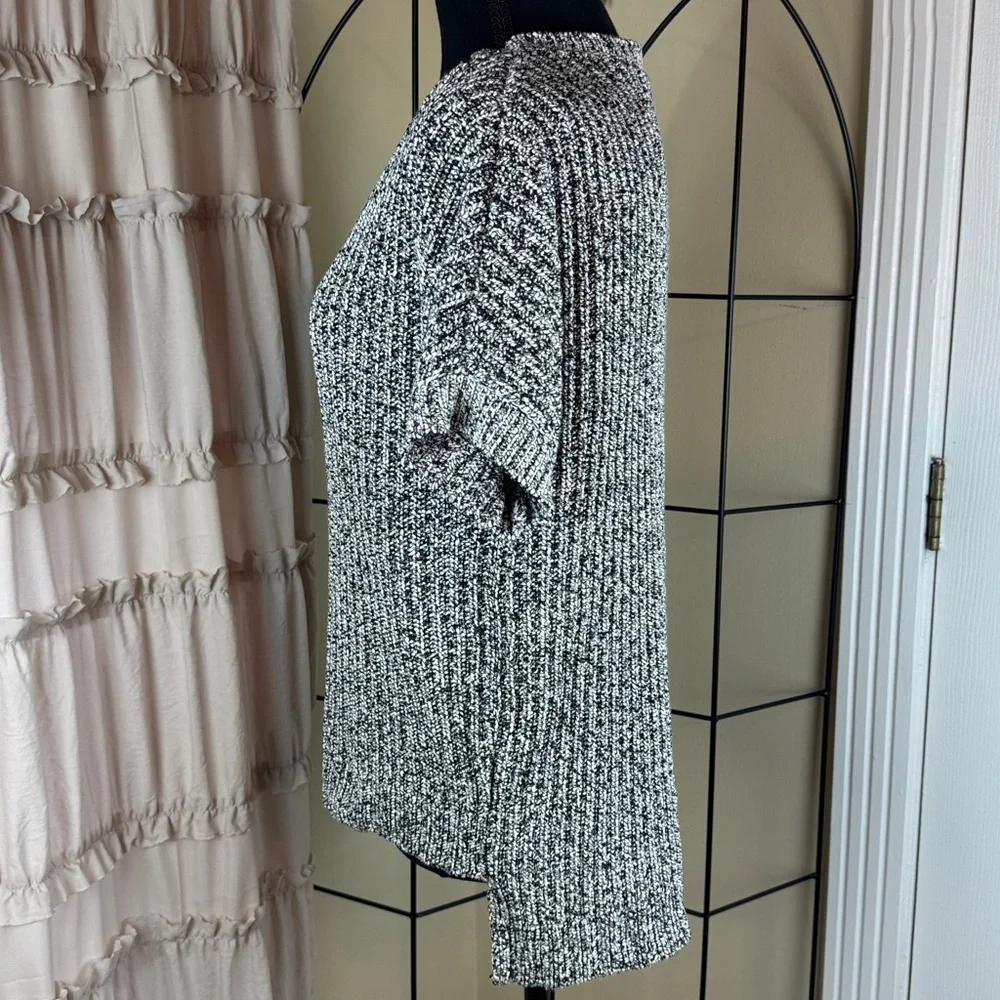 RACHEL Rachel Roy Black and White Knit Marled Short Sleeve Sweater Size M - Picture 4 of 10